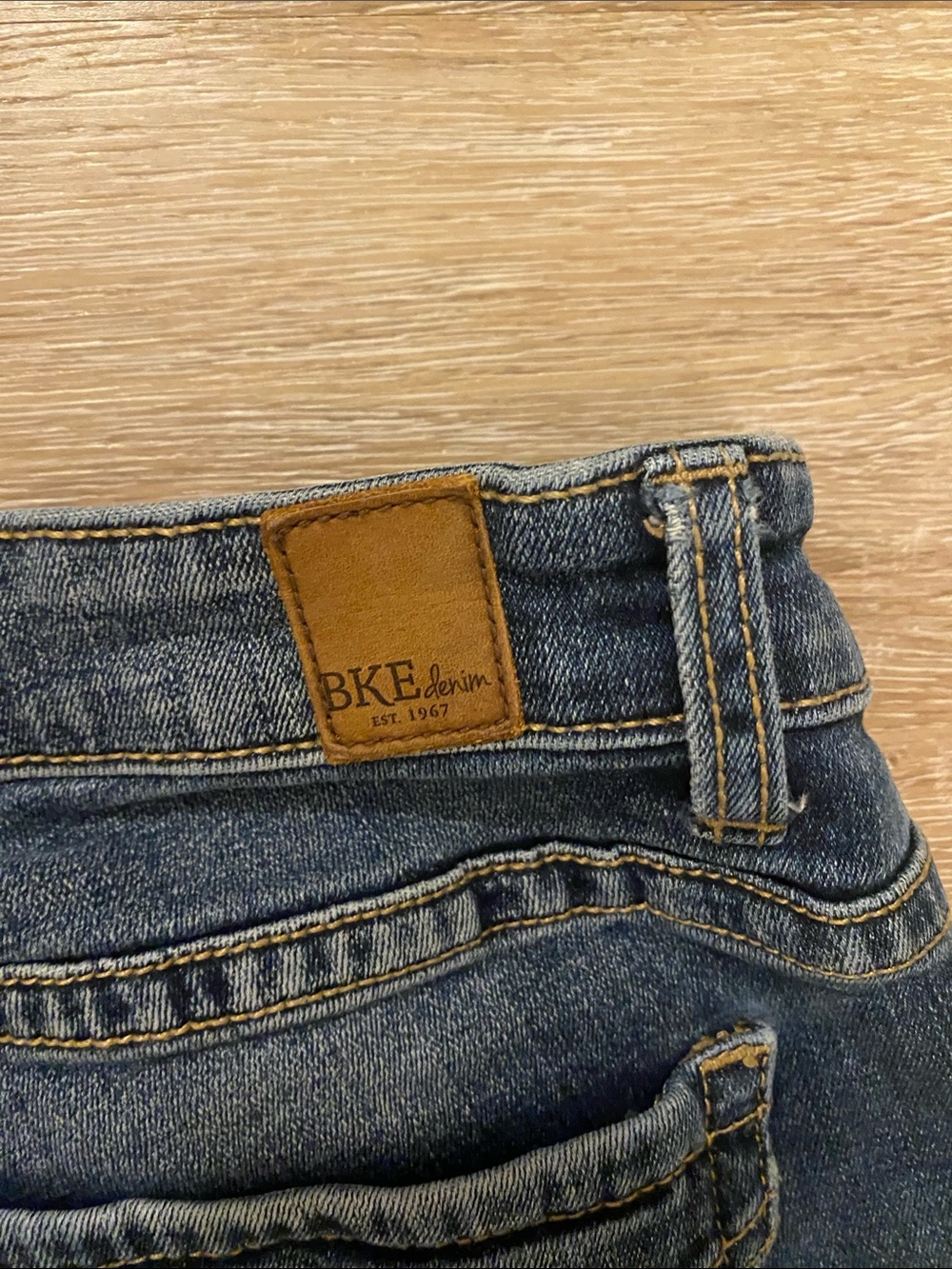 BKE Women's Blue Flare Jeans with Whiskered Fading - Picture 11 of 14